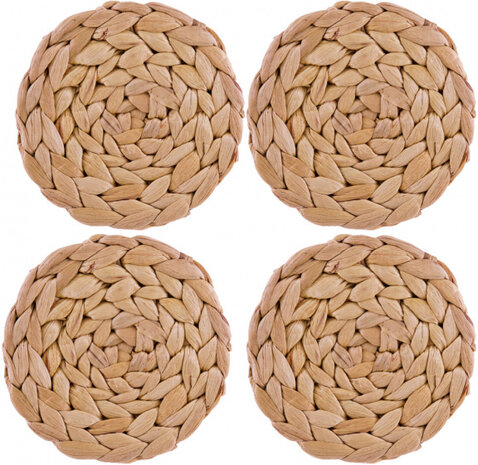 onderzetters 10 cm water-hyacinth lichtbruin 4 stuks