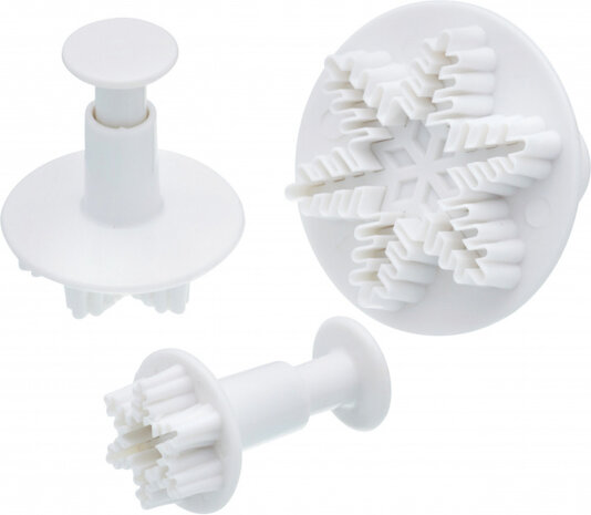 uitsteekvormen sneeuwvlok 25-40-55 mm wit 3 stuks