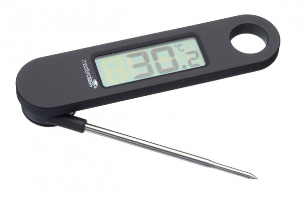 kookthermometer digitaal 12 x 3 cm RVS zwart