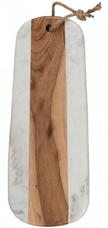 serveerplank Naturals 20 x 44 cm marmer/hout wit