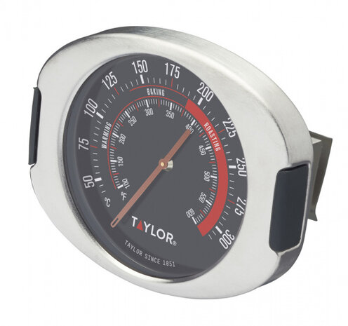 oventhermometer 9 x 8,5 cm RVS zilver/zwart