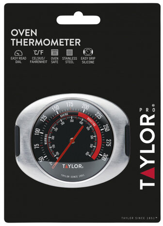 oventhermometer 9 x 8,5 cm RVS zilver/zwart