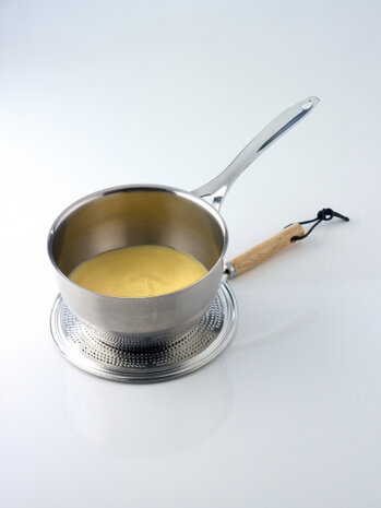vlamverdeler 21 cm RVS/hout zilver/naturel