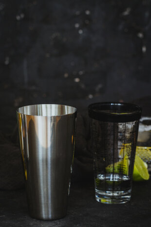 cocktailshaker Boston&nbsp;400 ml RVS/glas zilver
