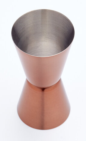 dubbele jigger 25/50 ml RVS koper