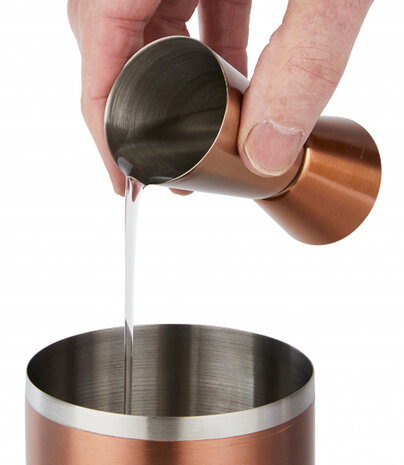 dubbele jigger 25/50 ml RVS koper