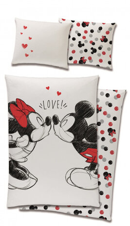 dekbedovertrek Mickey Mouse 140 x 200/90 cm katoen wit