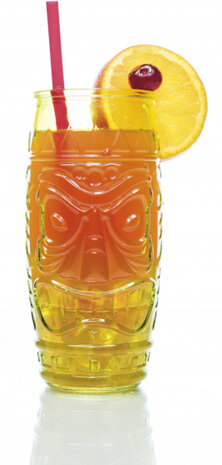 cocktailglazen Tiki 650 ml glas groen/rood 2 stuks