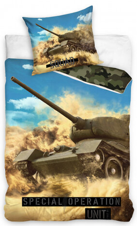 dekbedovertrek Tank junior 140 x 200/90 cm katoen