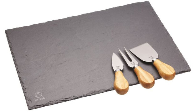 kaasplank 35 x 25 cm leisteen grijs 4-delig