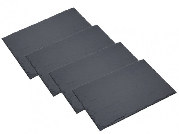 serveerplateaus 30 x 20 cm leisteen grijs 4 stuks