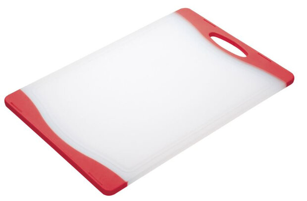 snijplank 36,5 x 25 x 2 cm polyetheen wit/rood