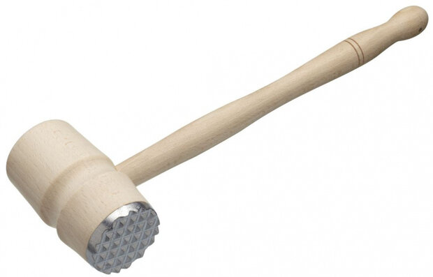 vleeshamer 31 cm beukenhout/staal naturel/zilver