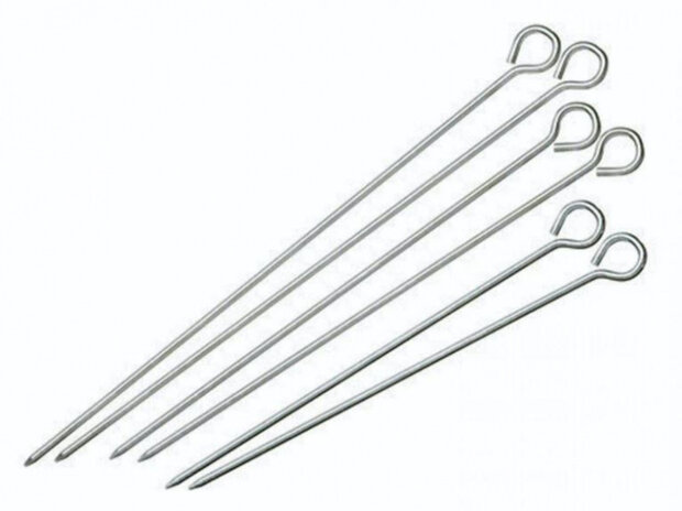 barbecuespiezen 15-18-20 cm staal zilver 6-delig