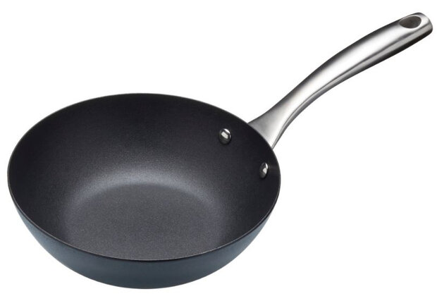 wokpan Ready 24,5 cm carbon/RVS zwart/zilver