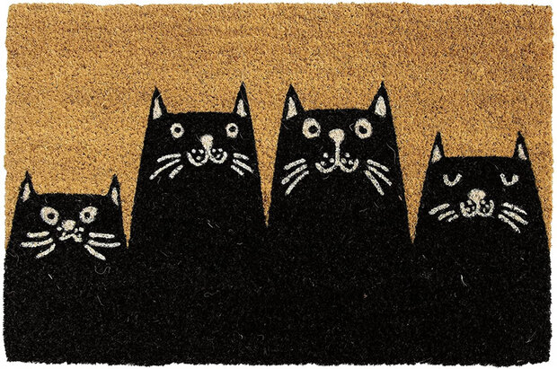 deurmat Cats 70 x 40 cm kokosvezel/PVC naturel/zwart