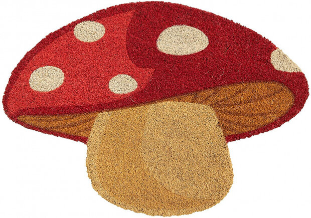 deurmat Mushroom 60 x 40 cm kokosvezel/PVC naturel/rood