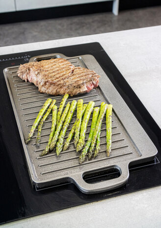 grill- en  bakplaat 45 x 23 cm gietijzer grijs