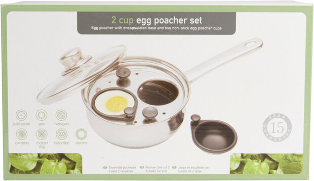 pocheerpan Clearview 18 cm RVS zilver 5-delig