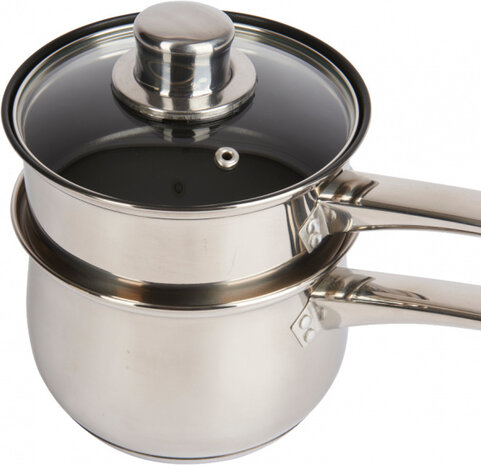 au bain-mariepan anti-aanbak 16 cm RVS zilver 3-delig