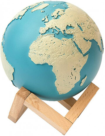 tafellamp Wereldbol 1W 15 cm PVC/hout blauw/beige