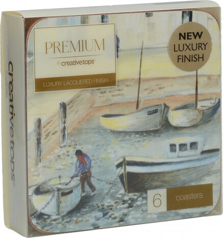 onderzetters Cornish Harbour 10,5 cm cr&egrave;me 6 stuks