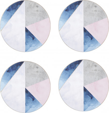 onderzetters Geometric Palette 12 cm kurk 4 stuks