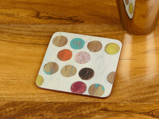onderzetters Retro Spot 10,5 cm kurk cr&egrave;me 6 stuks