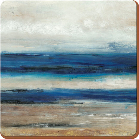onderzetters Blue Abstract 10,5 cm kurk 6 stuks