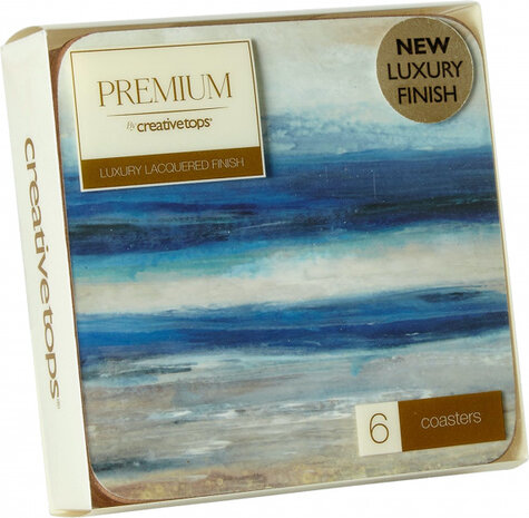 onderzetters Blue Abstract 10,5 cm kurk 6 stuks