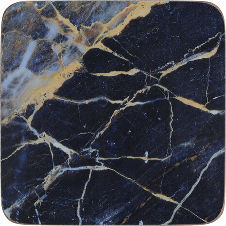 onderzetters Navy Marble 10,5 cm kurk 6 stuks