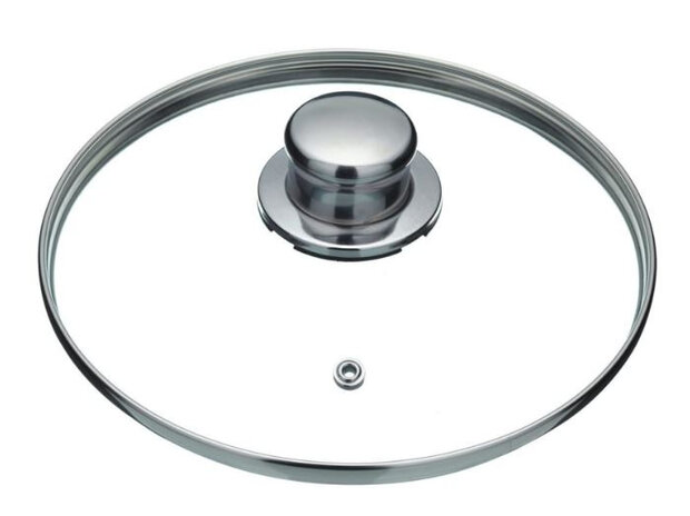 stoompan 22 cm RVS zilver/glas 4-delig