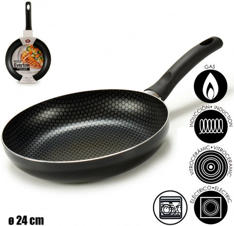 braadpan 24 cm aluminium zwart