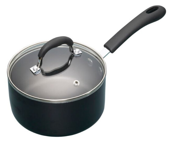 steelpan Heavy Duty 1,4 liter 16 cm aluminium zwart