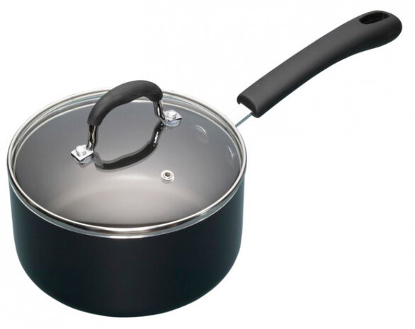 steelpan Heavy Duty 2 liter 18 cm aluminium zwart