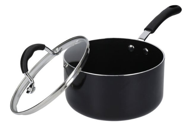 steelpan Heavy Duty 2 liter 18 cm aluminium zwart