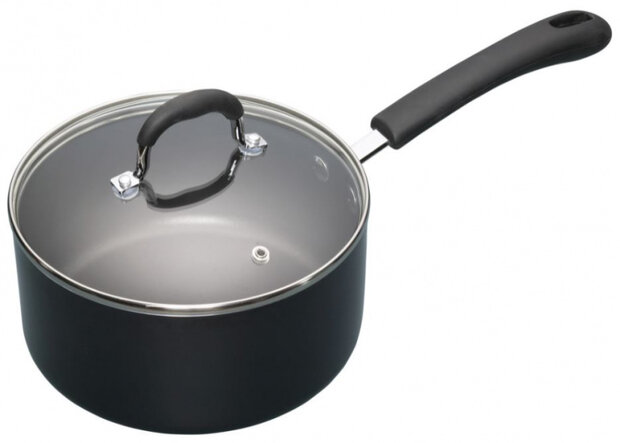 steelpan Heavy Duty 2,5 liter 20 cm aluminium zwart
