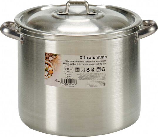 kookpan 4,5 liter 20 cm aluminium zilver 2-delig