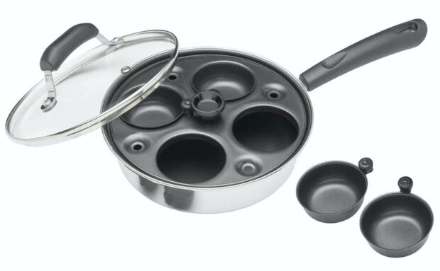 ei-pocheerpan 21 cm carbon/aluminium zilvergrijs