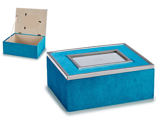 sieradenkistje 20 x 24,8 x 10,3 cm fluweel turquoise