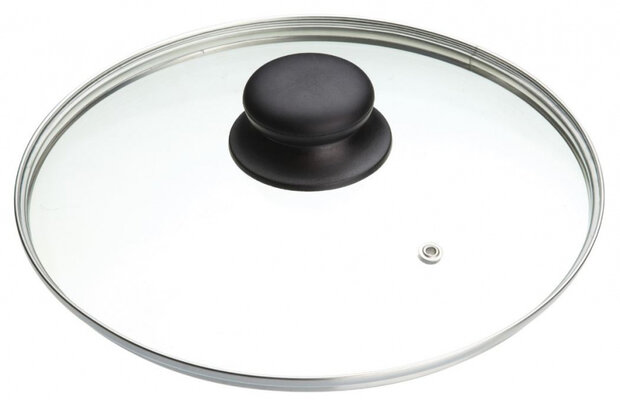 pannendeksel 24 cm glas/RVS transparant