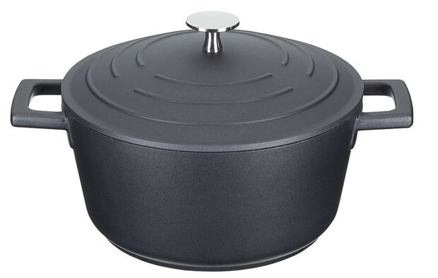 braadpan 4 liter 24 cm aluminium/RVS zwart