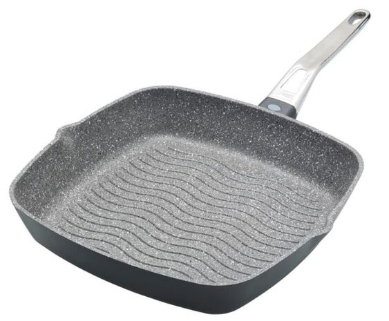 grillpan 28 cm aluminium/RVS grijs/zilver