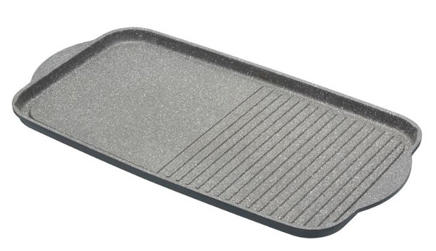 grill/bakplaat 51 x 27 cm aluminium/RVS grijs