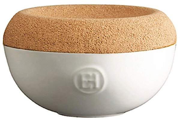 zoutpot 14,5 x 8,7 cm 480 ml keramiek/kurk wit/naturel