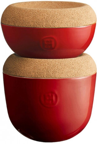 zoutpot 14,5 x 8,7 cm 480 ml keramiek/kurk rood