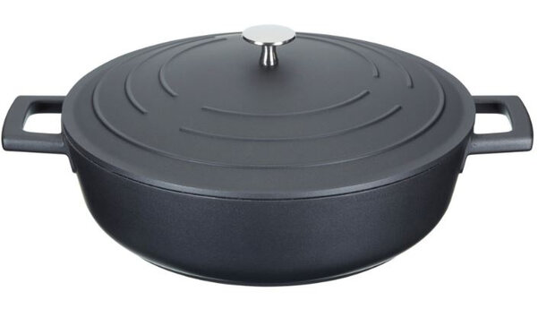 braadpan 4 liter 28 cm aluminium/RVS zwart