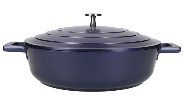 braadpan 4 liter 28 cm aluminium/RVS blauw