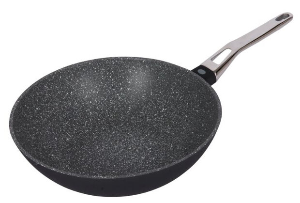 wokpan 28 cm aluminium/RVS antraciet/zilver