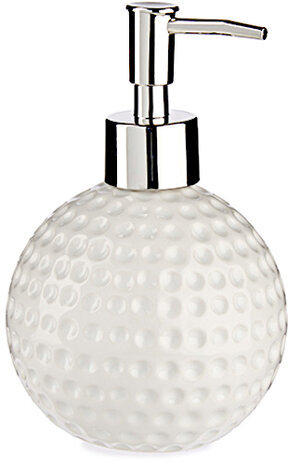 zeepdispenser Golfbal 150 ml keramiek wit/zilver
